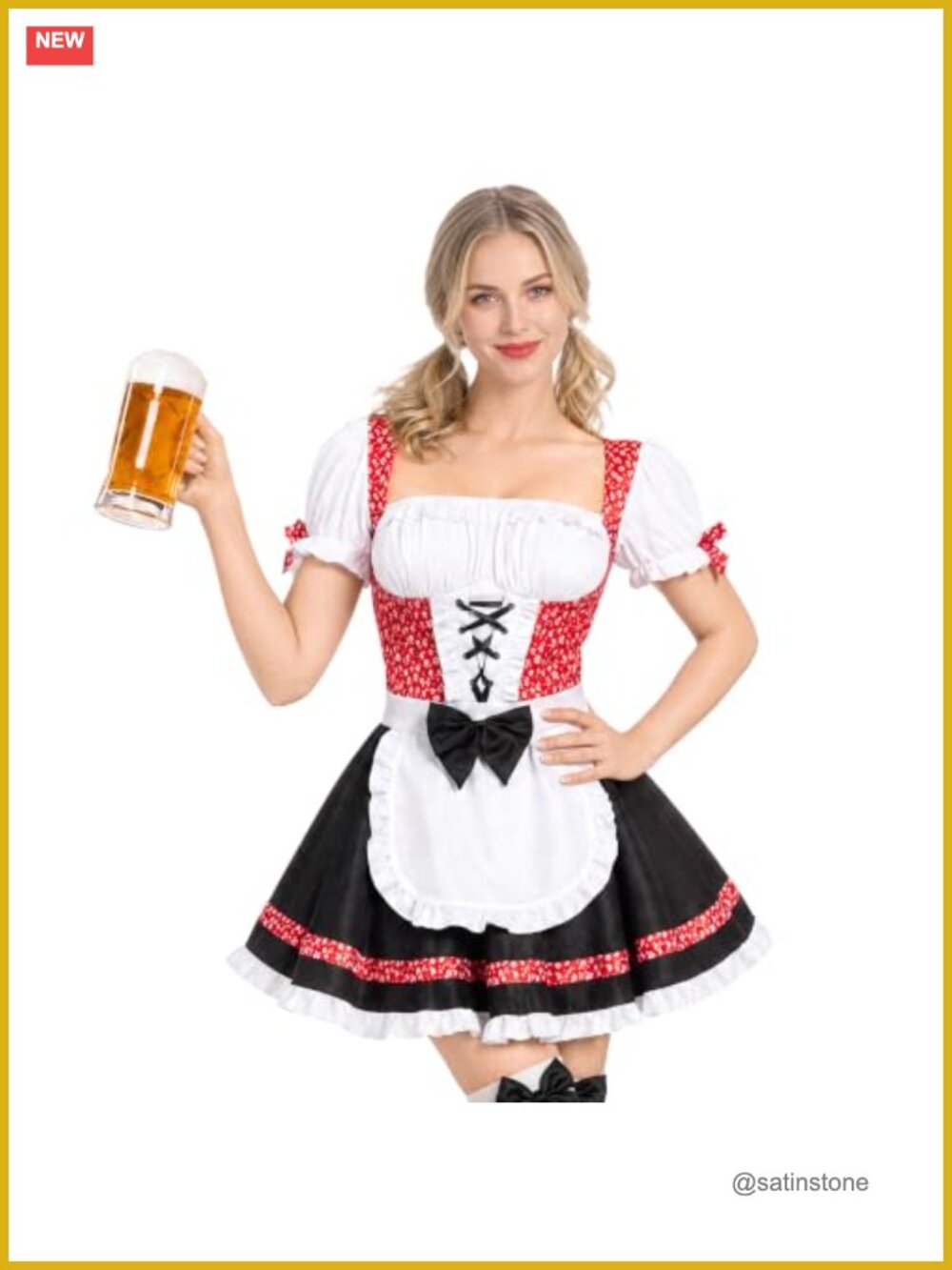 German Beer Girl Costume Set Dress & Stockings Halloween